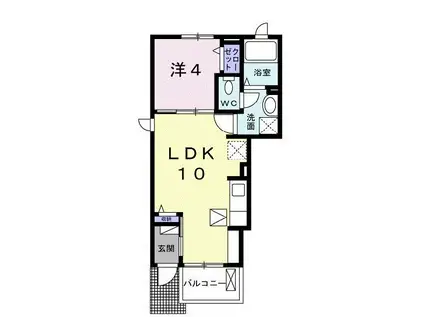 ルピナス(1LDK/1階)の間取り写真