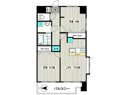 ロイヤルガーデン(2LDK/7階)の間取り写真