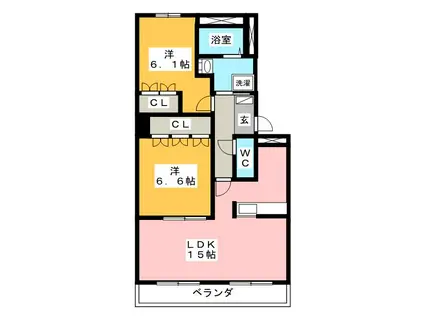 フォレスト青山(2LDK/2階)の間取り写真