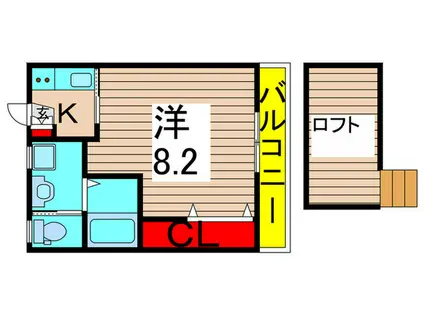 アチェーロ(1K/2階)の間取り写真