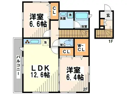 グランドアスターIII(2LDK/2階)の間取り写真