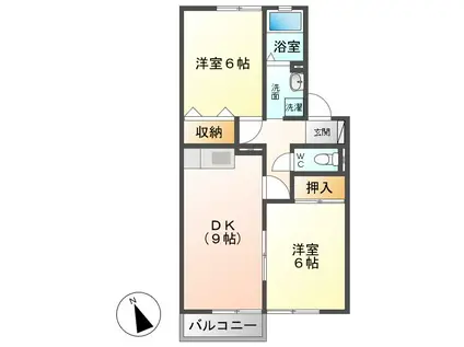 グリーンパストラル(2DK/2階)の間取り写真