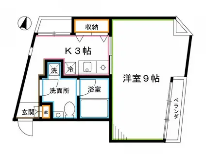 メゾンドサントウル(1K/3階)の間取り写真