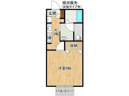 フォルトゥーナM(1K/1階)の間取り写真