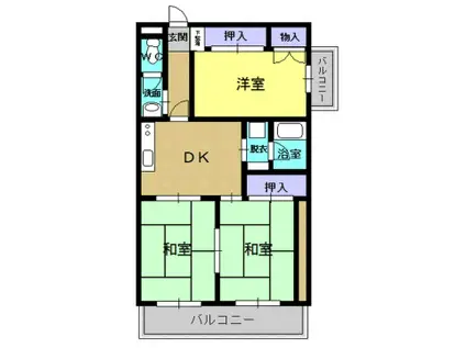 リバーサイド永田(3DK/1階)の間取り写真