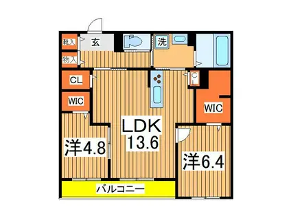 エリーナウエスト(2LDK/2階)の間取り写真