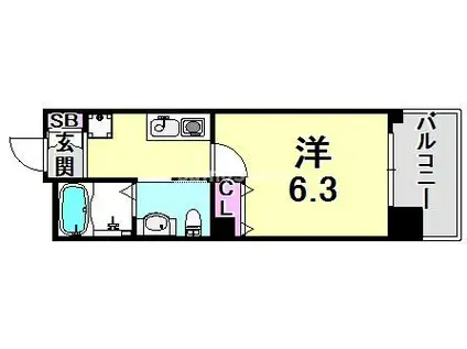 ダイドーメゾン阪神西宮駅前(1K/8階)の間取り写真