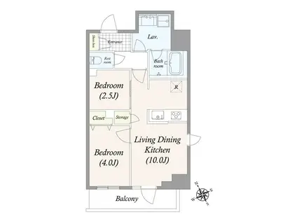 GRAN PASEO浅草橋II(2LDK/7階)の間取り写真