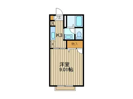 ピースフル向台ツー(1K/2階)の間取り写真