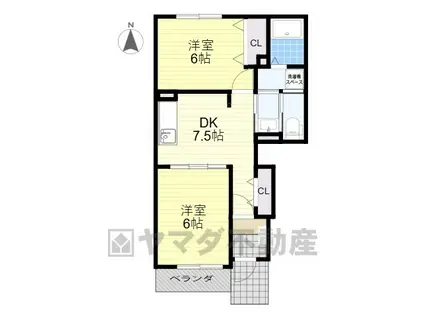 アニメート・ヴィラD(2DK/1階)の間取り写真