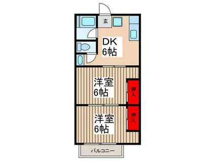 メゾンピルテ3(2DK/2階)の間取り写真