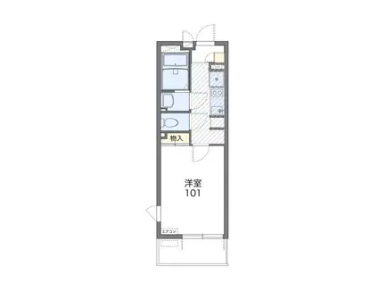 レオネクストレスポワール(1K/1階)の間取り写真