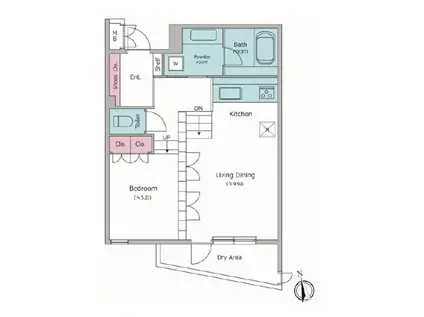 レジデンス下馬(ワンルーム/1階)の間取り写真