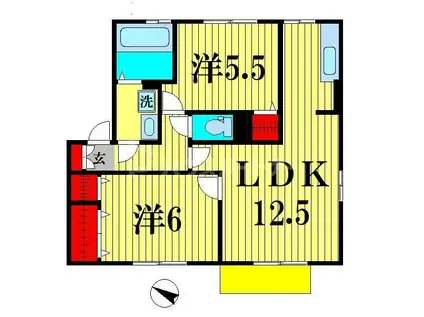 リュミエール(2LDK/1階)の間取り写真