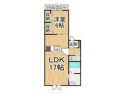 南浜町6番(1LDK/2階)の間取り写真