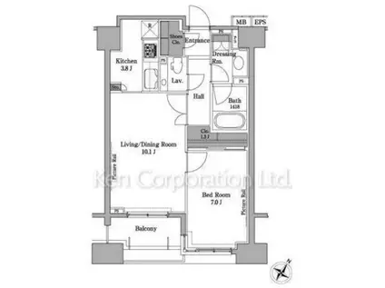 PARKAXIS白金台(1LDK/8階)の間取り写真