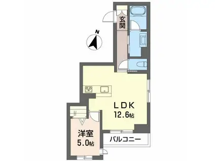 エクラージュ二日町(1LDK/3階)の間取り写真