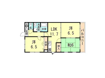 レア・シャトーシンワ(3LDK/1階)の間取り写真
