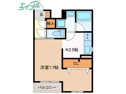 グリーンベルII(1K/2階)の間取り写真