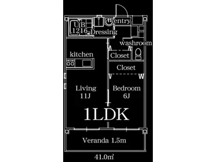 ISLAND吾田東A棟(1LDK/1階)の間取り写真