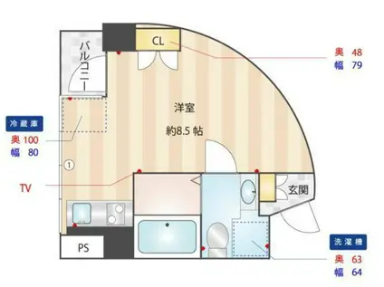 グランバリュー三田(ワンルーム/6階)の間取り写真