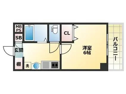 カーサ山城(1K/4階)の間取り写真