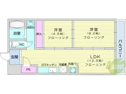 第3セントラルハウス(2LDK/1階)の間取り写真