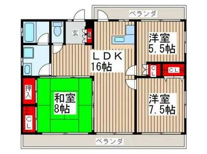 フロンティア文蔵(3LDK/4階)の間取り写真