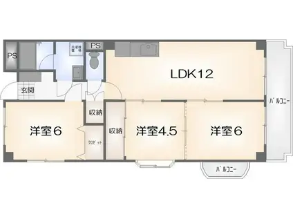 パレス千松(3LDK/3階)の間取り写真