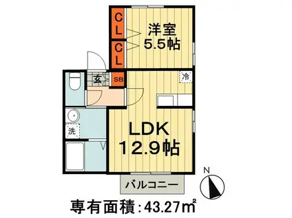 ダールイマイ3(1LDK/1階)の間取り写真