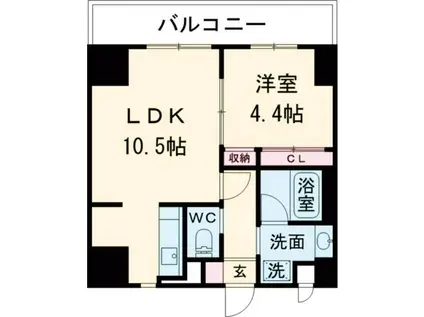 GLANZ高尾町(1LDK/5階)の間取り写真