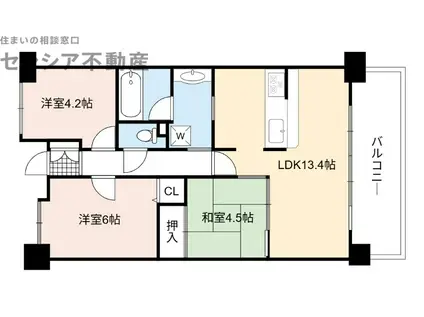 キングマンション鶴見(3LDK/7階)の間取り写真
