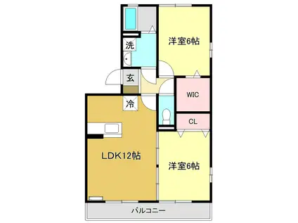 コートドール海老ノ丸(2LDK/2階)の間取り写真
