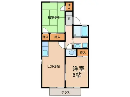 パークサイドハヤシ(2LDK/1階)の間取り写真