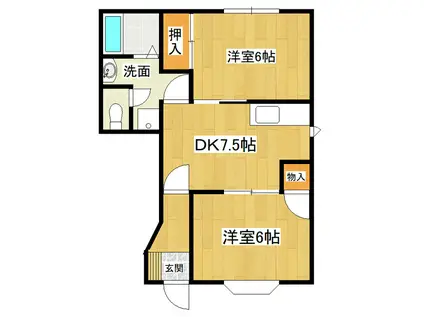 ロイヤルシャトーABCDE(2DK/1階)の間取り写真