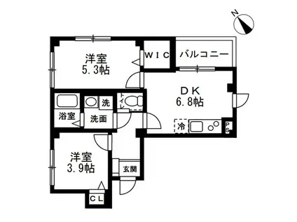 江東区古石場1丁目(2DK/4階)の間取り写真
