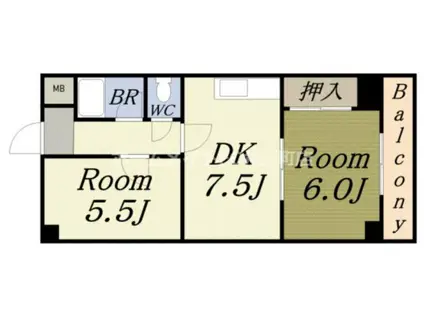 サンファミリー港晴(2DK/4階)の間取り写真