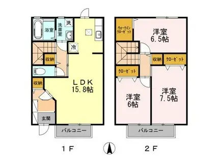 メゾン・ラフィーネ神野(3LDK/1階)の間取り写真