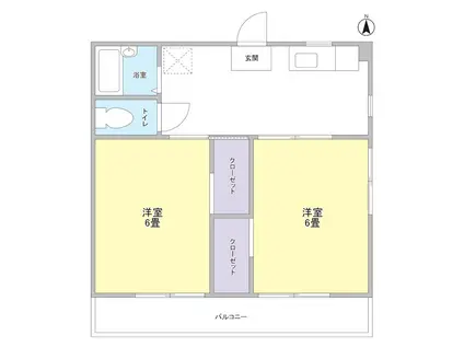 大弘1957マンション(2DK/4階)の間取り写真