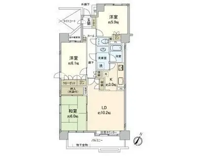 川口中青木パーク・ホームズ(3LDK/9階)の間取り写真