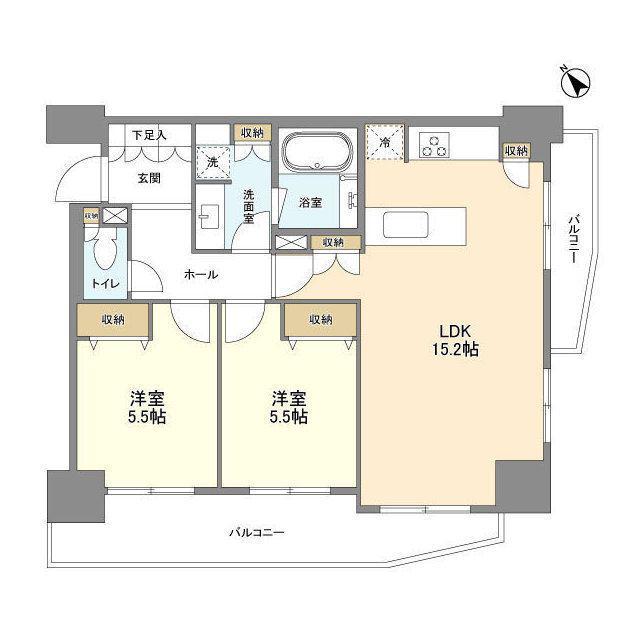 LASANTE五反田(2LDK/8階)の間取り写真