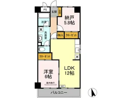 グランドール高橋(1SLDK/3階)の間取り写真