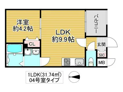 MARK VILLA 放出 I(1LDK/3階)の間取り写真