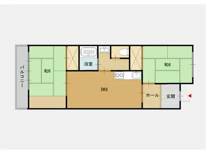 マンション青葉(2DK/2階)の間取り写真