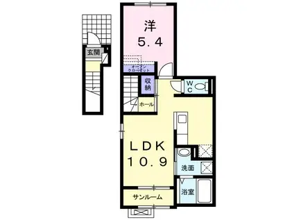 ロワジール(1LDK/2階)の間取り写真
