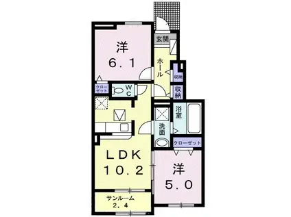 メゾン ドゥ シャトゥー(2LDK/1階)の間取り写真