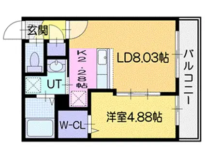 ベラルーチェ新札幌(1LDK/3階)の間取り写真