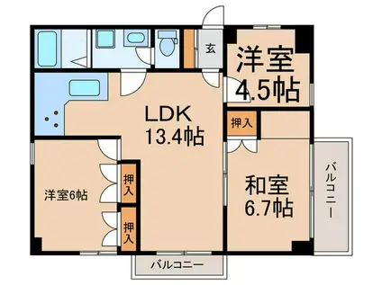 パークサイド白山(3LDK/1階)の間取り写真