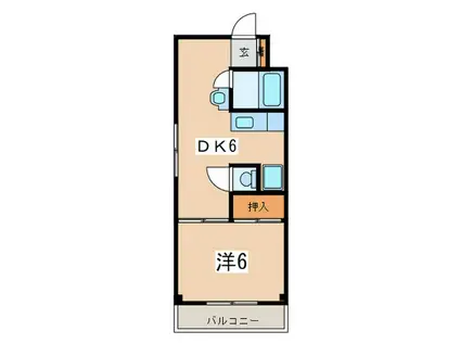 パウロニアヴァレーテイク3天王町(1DK/2階)の間取り写真