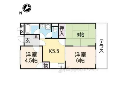 ライオンズハイツ高宮(3DK/2階)の間取り写真